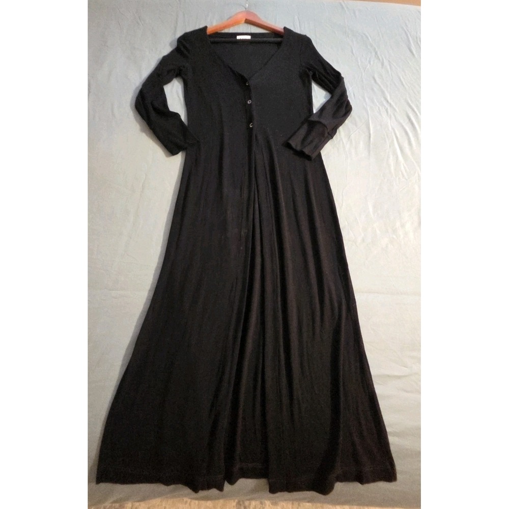 LNA Black Ribbed Long Cardigan Duster Tunic Open Front Size S Made in California